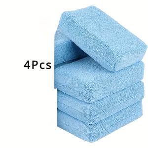 TEMU 4pcs 마이크로파이버 애플리케이터 패드 - 초소프트, 먼지 없는 자동차 세척 스폰지, 쉽게 왁스, 시리얼 및 컨디셔너 애플리케이션 - 야외 및 실내 사용에 이상적, 자동차 청소 액세서리