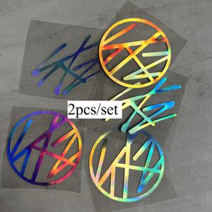 TEMU 2개/세트, KPOP SKZ 레이저 비닐 스티커, 한국 웨이브 음악 그룹 컬렉션 카드, 수집 애호가 전용, 컴퓨터, 랩탑, 휴대폰 케이스, 생일 선물 등에 적합
