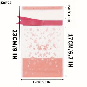 TEMU 50pcs 사쿠라 드로스트링 선물 가방 - 크리스마스, 할로윈, 결혼식 및 더 많은 분홍색 및 흰색 꽃형 플라스틱 포장, 파티 선물 및 특별한 기회에 완벽한 파티 선물 가방 | 꽃무늬 가방 | 장식 리본 타이, 결혼식 선물 가방
