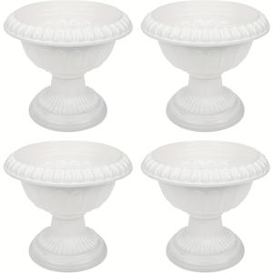 TEMU 4pcs 빈티지 로마 스타일 플라스틱 플랜터 - 실내 및 실외 사용을 위한 미니 라운드 장식 꽃병, 가벼우면서 내구성이 뛰어나며, 결혼식 장식에 이상적 (1504A), 실내 식물용 꽃병