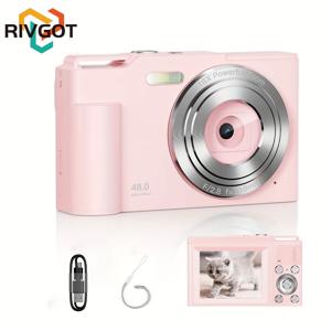 TEMU 디지털 카메라, 64GB SD 카드 포함, 16배 줌, 컴팩트 휴대용 포인트 앤 슈팅 카메라, 필 라이트 기능, 타임랩스, 연속 촬영 가능, 생일 선물, 크리스마스 선물