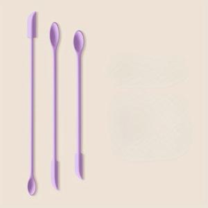 TEMU 3pcs 미니 보라 실리콘 스파투라 화장품 및 메이크업용 - 재사용 가능한, 유연한 미용 도구 혼합, 샘플링 및 병 긁기 - 얼굴 제품, 미용 용품, 화장품 액세서리에 적합