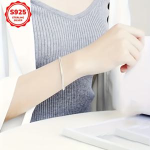 TEMU S925 스테인리스 실버 뱀 체인 팔찌 - 스타일, 남녀 모두에게 적합한 다재다능한 선물, 일상적인 기회용 액세서리, 2.5g, 모든 계절, 일상적인 액세서리 | 스타일 팔찌 | 스테인리스 실버 체인, 뱀 팔찌
