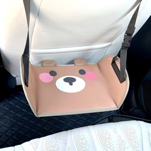 TEMU 귀여운 갈색 곰 자동차 시트 발받이, 조절 가능한 스트랩 - 여행 및 사무실 편안함을 위한 휴대용 발받이, 만화 스타일로 지원을 추가, 모든 자동차에 적합, 완벽한 휴일 선물|발받침대