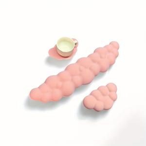 TEMU 3개의 데스크 키보드 및 마우스 손목 받침대 - 인체 공학적 메모리 폼 마우스 패드 (게임 및 사무실 사용, 보라색, 파란색, 분홍색)