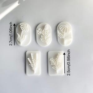 TEMU 5pcs 봄 시리즈 잎과 marguerite 모양 스탬 펜던트 몰드 세트, 폴리머 클레이 스탬 도구 키트, 플라스틱 재질, 인스 윈드 스타일, DIY 보석 펜던트 크래프팅으로 클레이 아트를 위한