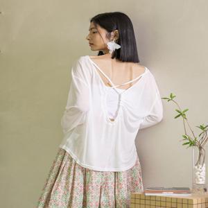 [랭썬] LS_Backless long sleeve blouse_2color