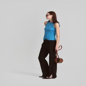 [르하스] [DE BASE] GENDERLESS MID-RISED SLIM FLARE PANTS_BLACK
