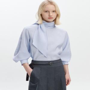 [그레이데시온] Volume-sleeve Tie Strap Blouse BLUE