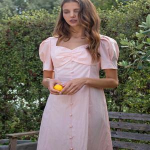 [랭앤루] FRAN Heart Neck Dress(프란)_PINK