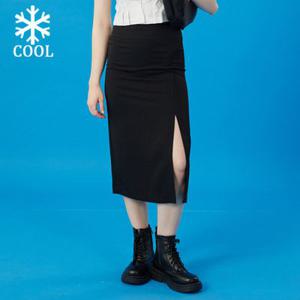 [5차 재입고]WOMEN 쿨링 냉장고 슬림 세미 트임 롱스커트 [BLACK] 롱치마 ver.