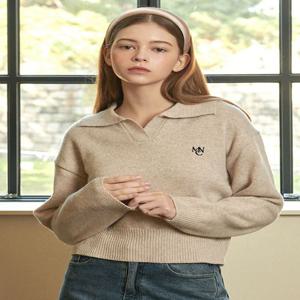 [44-120]  Delight Wool Collar Knit  딜라이트 울 칼라 니트 (가을/겨울/데일리룩/출근룩/데이트룩/마실룩/꾸안꾸/기본템/카라니트/세미기장/브이넥/빅사이즈/자체제작)