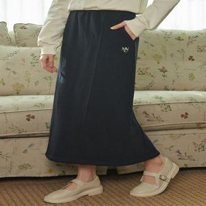 [25-38]  Vanilla Logo Line Point Long Skirt Navy  바닐라 로고 라인 포인트 롱 스커트 네이비 (봄/데일리룩/캐주얼룩/데이트룩/마실룩/롱/라인/트레이닝/맥시/셋업/빅사이즈/자체제작)