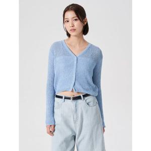 메시 브이넥 긴소매 카디건  스카이블루 (32475ALY4Q)