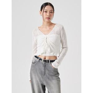 브이넥 셔링 디테일 카디건  아이보리 (16475AGY10)