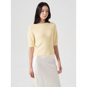 헤어리 라운드넥 소매 변형 반소매 풀오버  레몬 (324951LY1F)