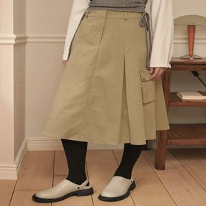 [25-36] Wise Pleats Cargo Long Skirt 와이즈 플리츠 카고 롱 스커트 (가을/데일리룩/캠퍼스룩/데이트룩/출근룩/일상/유니크/플리츠/롱스커트/카고/빅사이즈/자체제작)