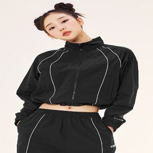 우븐 파이핑 바람막이 블랙