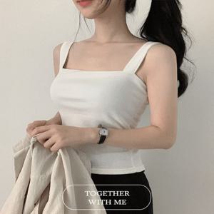 (부유방 커버????) 넓은 어깨끈 들뜸 덜한, 스퀘어넥 스판끼 좋은 이너 크롭 나시 화이트 블랙 레이어드룩 부유방커버나시 휴양지룩 이너 나시 여름 클리어런스 동남아 쫀쫀나시