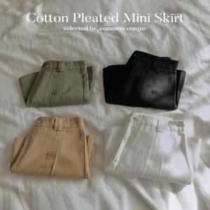 [단독] [S-2XL/숏,기본 기장옵션] 유베이 코튼 플리츠 미니 스커트 (당일배송/봄/간절기/여름/A라인/데이트룩/하객룩/나들이룩/빅사이즈/블랙/베이지)