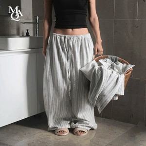 [MNQ MADE] 아리안 스트라이프 린넨 와이드 밴딩 팬츠 (UNISEX)
