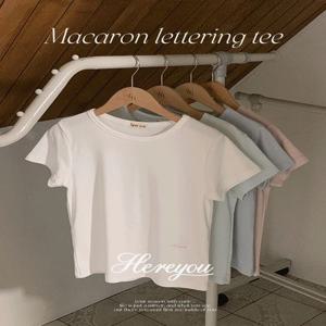 후기극찬/주문폭주????[here you] 마카롱 레터링 반팔 tee - 4color (날씬핏/여름반팔/이너티/자수/히얼유/데일리/파스텔)