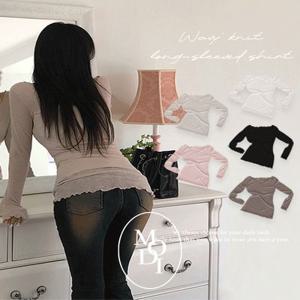 *청순나른???? [MADE] '웨이비' 물결 니트 긴팔티 [직진배송????] (여름니트,여름티,여름티셔츠,여름긴팔티)