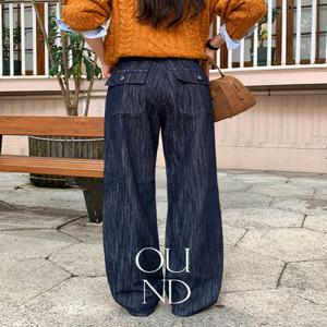 ????[made/4size] [스커트/팬츠] 무브 포켓 세미 와이드 세로 슬라브 생지 데님 팬츠 미디 스커트 -2color