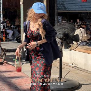 [단독][빅사이즈]  5사이즈 블랙로즈뷔스티에 끈나시원피스 (빅사이즈 시즌리스 여행룩 레이어드룩 비치원피스 휴양지 여행 바캉스 동남아 코코앤유원피스 )