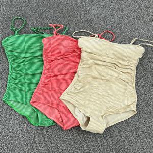 [당일출고/M-XL]스트라이프 모노키니 빅사이즈 셔링 롤리팝 원피스수영복 3color