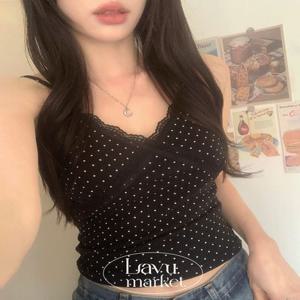 밀레 도트 레이스 레이어드 나시 3color [브이넥/휴양지/봄/가을/벚꽃/데이트/슬림핏/포인트나시]