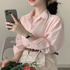 ????린넨! (살안타템) 오버핏 기본 거즈면 긴팔 이너 셔츠 남방 흰셔츠 핑크 화이트 소라 블랙 해외 휴양지룩 파스텔 클리어런스 동남아 여름 셔츠 흰셔츠