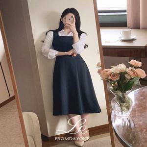하객룩????Made)포멜 뷔스티에 훌 롱원피스(벨트set/스퀘어넥/나시/플레어/레이어드룩/데이트룩/출근룩/오피스룩/하객룩/격식룩)