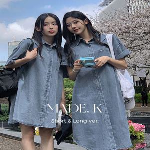 [자체제작/숏,롱/S-M]#여름???? 베리브 자개 데님 셔츠 원피스 (데일리룩/여름원피스/데이트룩/셔츠원피스/데님원피스/미니원피스/롱원피스)