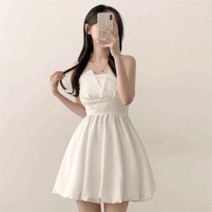 [휴양지/여름원피스] 예쁨주의♥ 케시 튤립 팅커벨 미니 나시 원피스 (2color)