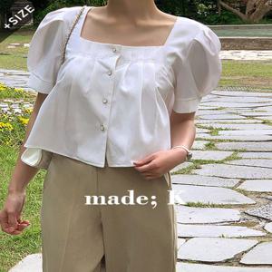 [자체제작/S-XL]#여름???? 로시 퍼프 핀턱 스퀘어넥 블라우스 (하객룩/데이트룩/여름블라우스/반팔블라우스.퍼프블라우스/핀턱블라우스/여름하객룩)