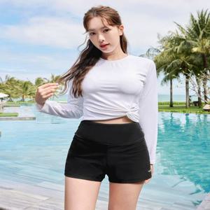 [자체제작/이너팬티내장] 여자 래쉬가드 팬츠 빅사이즈 수영복 비치 스윔 워터 보드숏 하이웨스트 밴딩 쇼츠 반바지 하의 AG314W