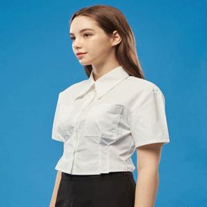 [6만장돌파????장원영,르세라핌 김채원,이채연,박초롱,스테이씨 윤,케플러 김채현 착용] WOMEN 크롭 슬림 반팔 셔츠 [화이트/블랙/핑크/스카이블루]