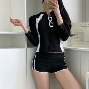 [당일출고/상하의SET] 서퍼 배색 집업 나그랑 반크롭 슬림핏 래쉬가드 수영복
