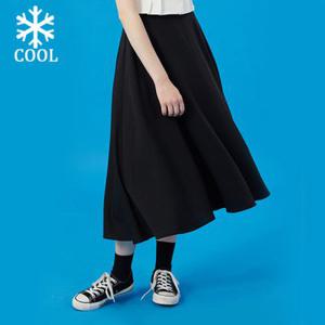 [19차 재입고] WOMEN 쿨링 냉장고 세미 플레어 미디 롱치마 [블랙] 롱스커트 ver.