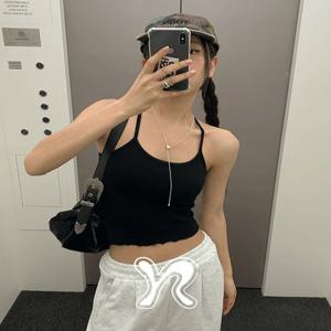 [자체제작/niceof]데이즈 홀터 나시 4color / 봄 여름 썸머 휴양지룩 홀터넥 레이어드 기본 크롭 프릴 이너 민소매 끈 y2k 탑 골지 슬림핏 쫀쫀 무지 면 물결 빈티지
