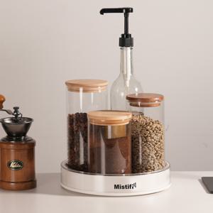 Mistifi 미스티파이 다용도 수납 턴테이블 양념통 냉장고 소품 정리대 360도 회전트레이 화이트/투명