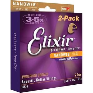 Elixir 16535 Acoustic Phosphor Bronze Nanoweb Light 2 Sets 엘릭서 어쿠스틱 나노웹 012-053