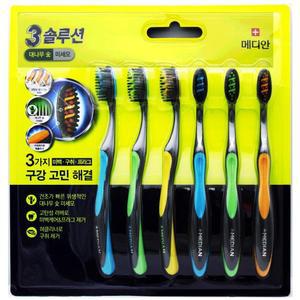 메디안 트리플 솔루션 칫솔 미세모 6입 3 중기능