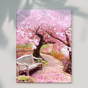 엔픽아트 보석십자수 캔버스형 벚꽃나무 길 MK127 40x50cm
