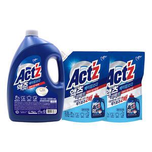 액츠 퍼펙트 베이킹소다 액체세제 용기, 3.3L, 1개 + 리필, 2.2L, 2개