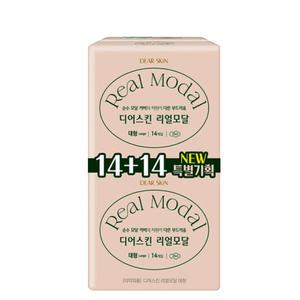 깨끗한나라 디어스킨 리얼모달 생리대 대형 28P (14+14P)