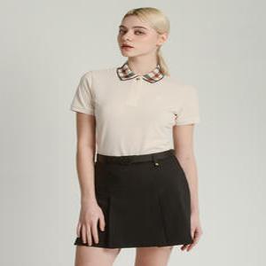 닥스 골프 여성 24SS [ONLINE EXCLUSIVE] 아이스코튼 반팔 베이지 폴로 티셔츠 DNTS4B901I1