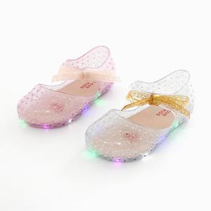 리본 유아 젤리플랫 아기 베이비 키즈 여아LED샌들