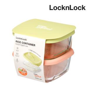 락앤락 바로한끼 밥용기 LITE 410ml 2P세트 이유식 냉동밥 보관용기 전자레인지 내열 유리 LNG502S2